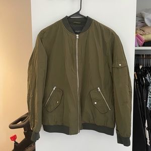 Zara quilted green bomber jacket